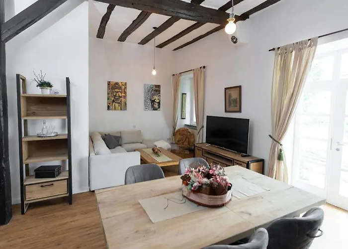 아파트 Seminarhaus Heim Retreat, Fachwerkhaus Von 1451, Yoga, Naturgarten Fuer 10 Personen